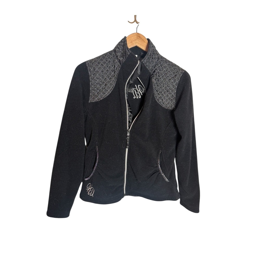 Harley Davidson Women's Jolie Black Fleece Jacket Quilted Shoulder Logo Size S